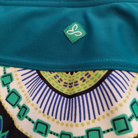 Prana swim bikini bottom skirt teal boho abstract print. Size XS - Picture 7 of 13